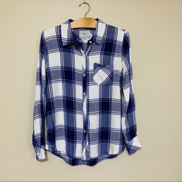 Rails Tops - Rails Long Hunter Sleeve Button Down Cobalt/Whiter